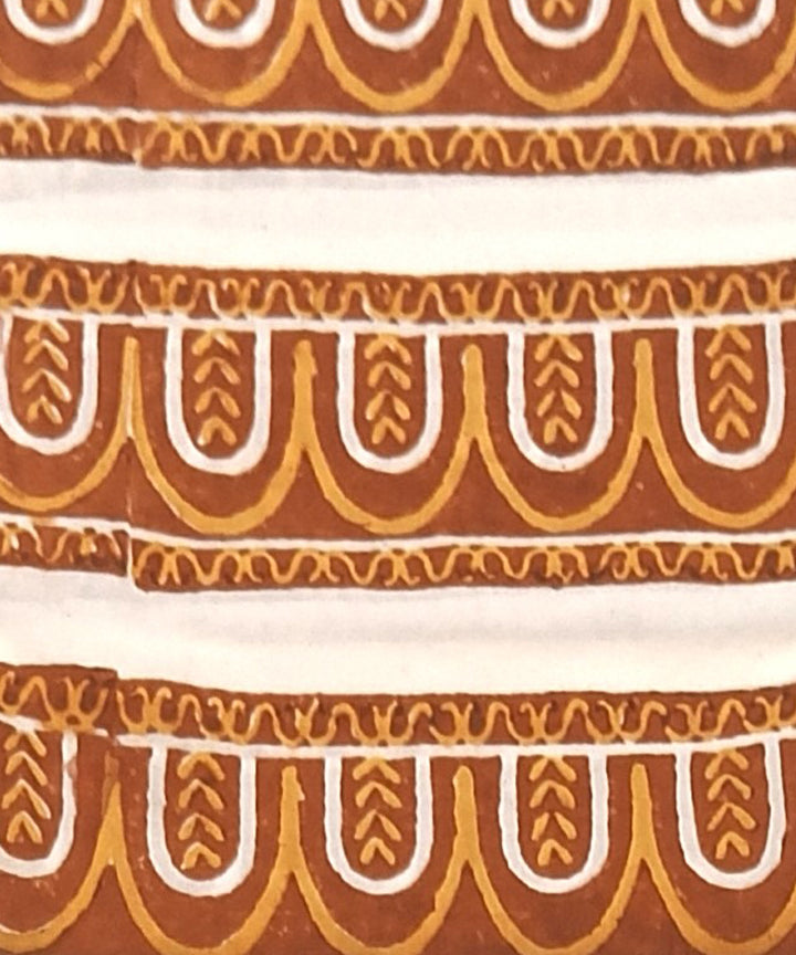Mustard white cotton hand block printed dress material