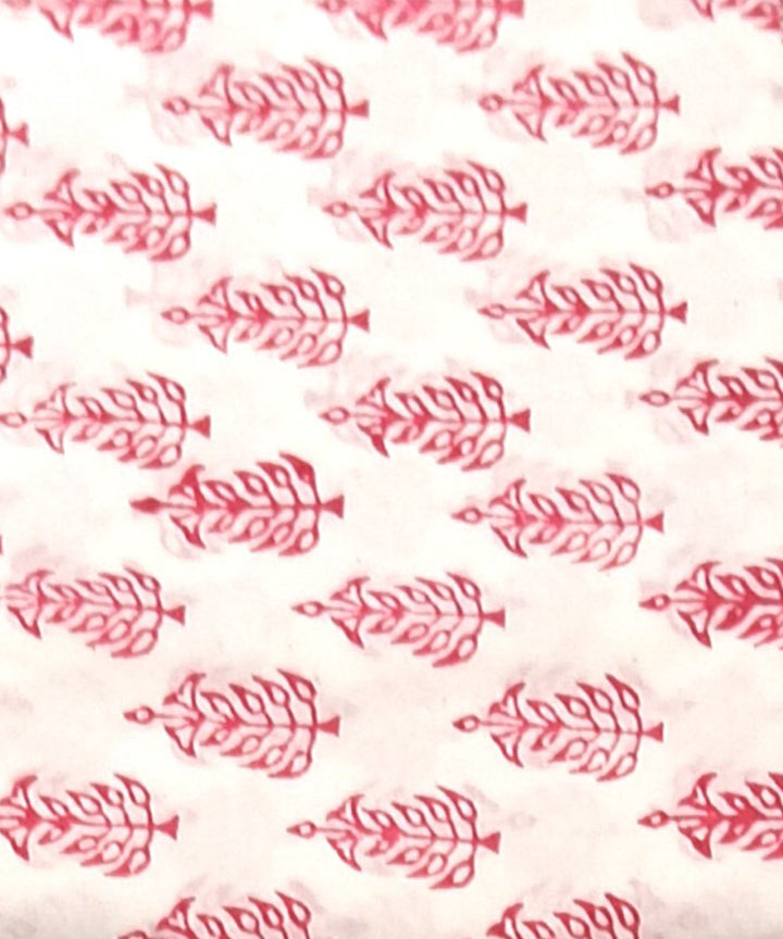 Pink white cotton hand-block print dress material