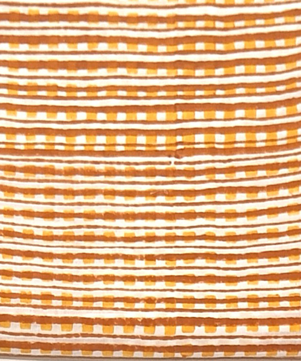 Mustard offwhite hand block printed cotton dress material