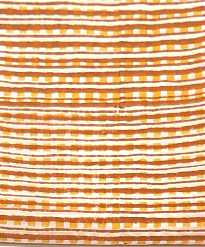 Mustard offwhite hand block printed cotton dress material