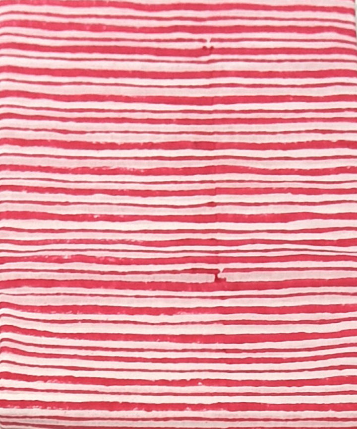 Pink yellow white hand block printed cotton dress material