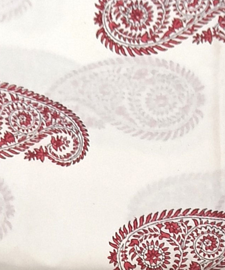 White white hand block printed cotton dress material