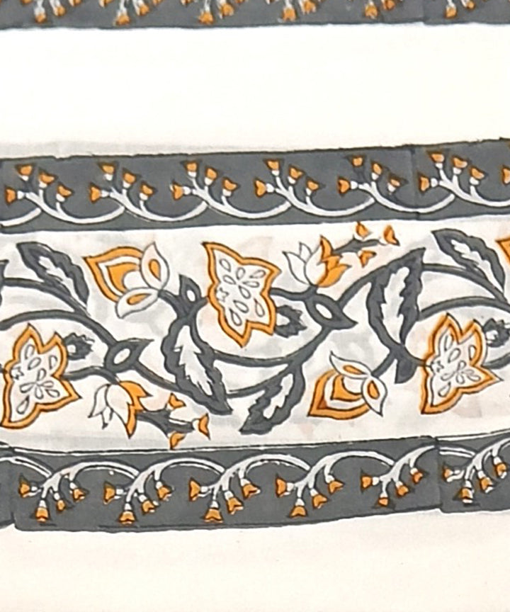 Orange grey hand block printed cotton dress material