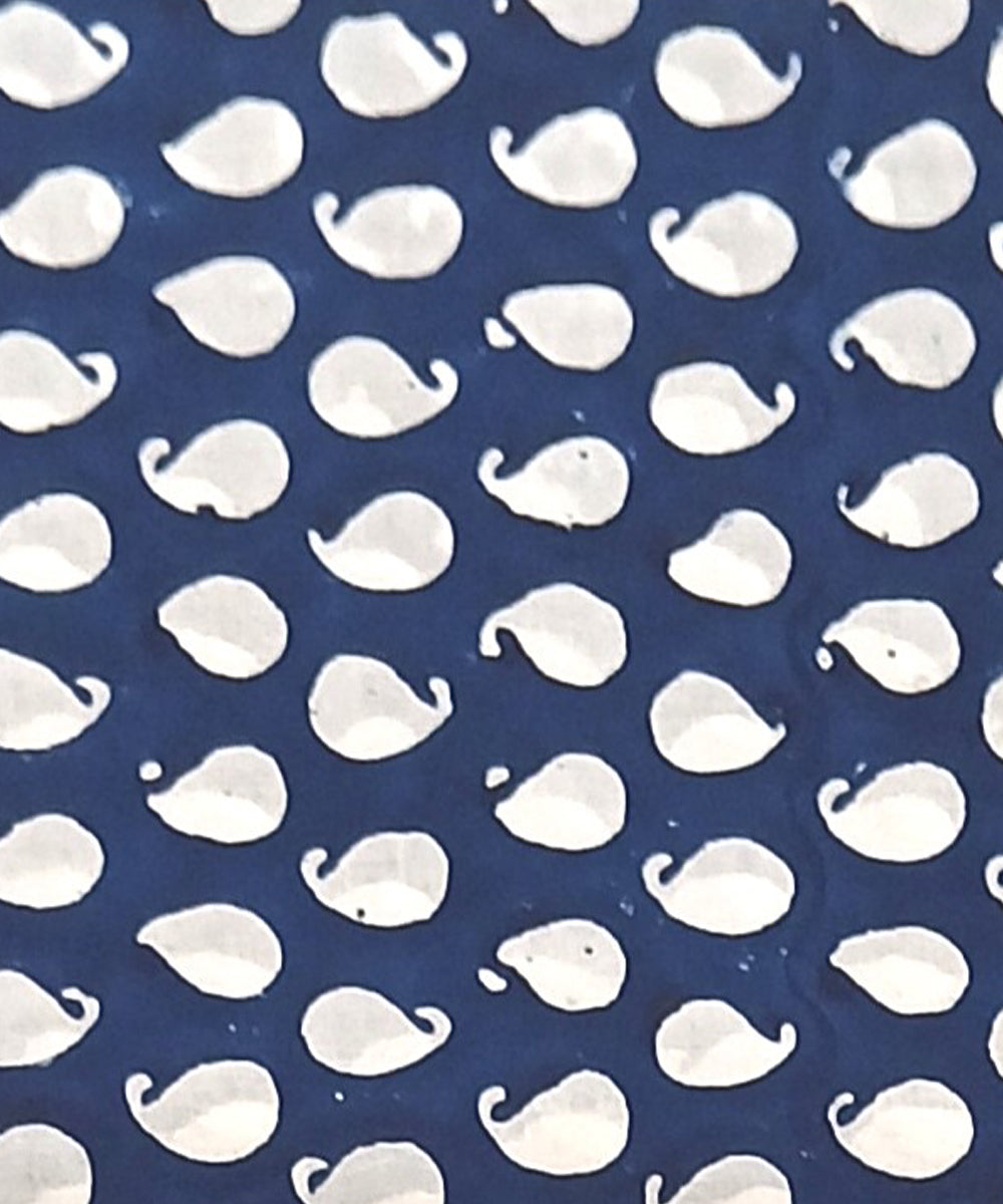 White grey hand block printed cotton dress material