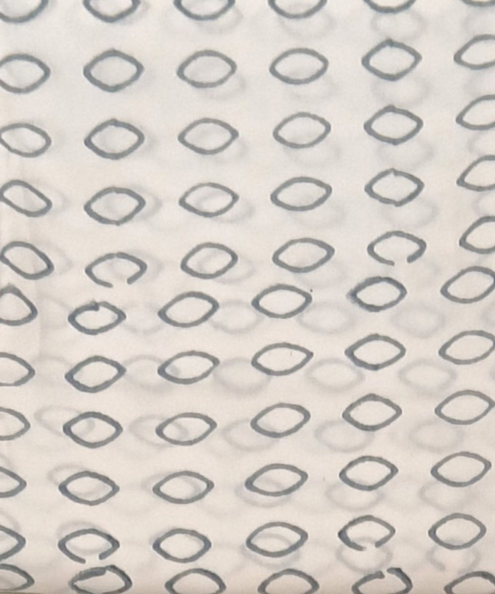 White blue hand block printed cotton dress material