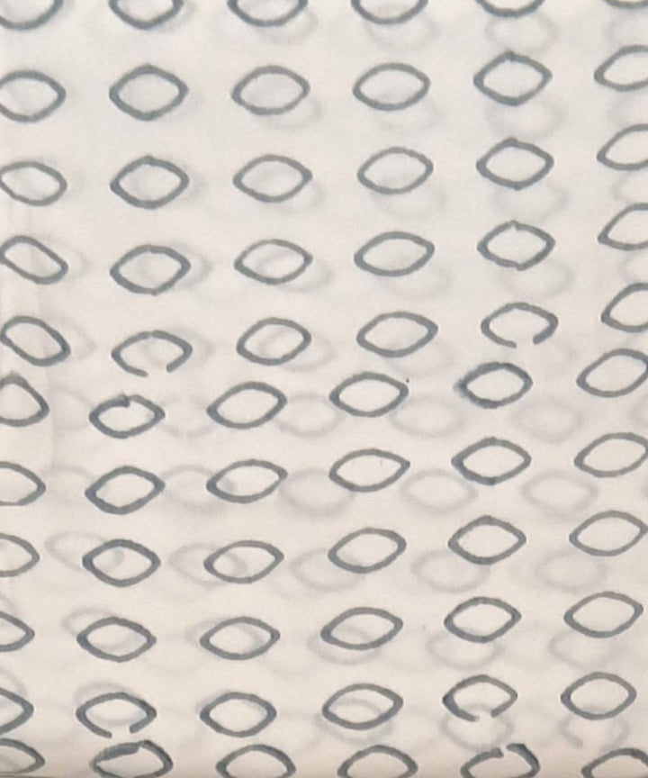 White blue hand block printed cotton dress material