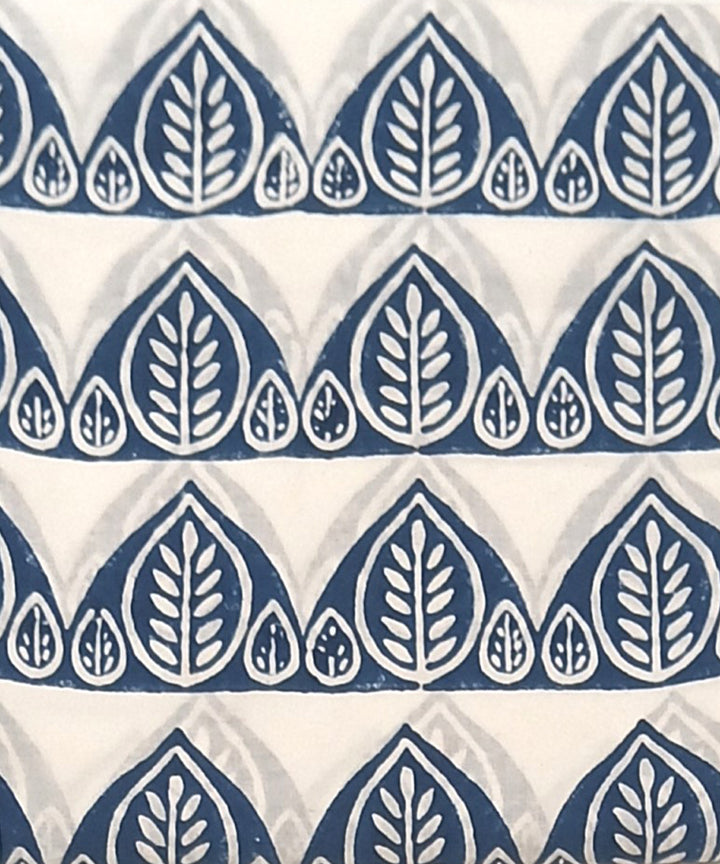 White blue hand block printed cotton dress material