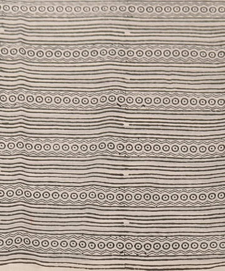Sky blue grey cotton hand block printed dress material