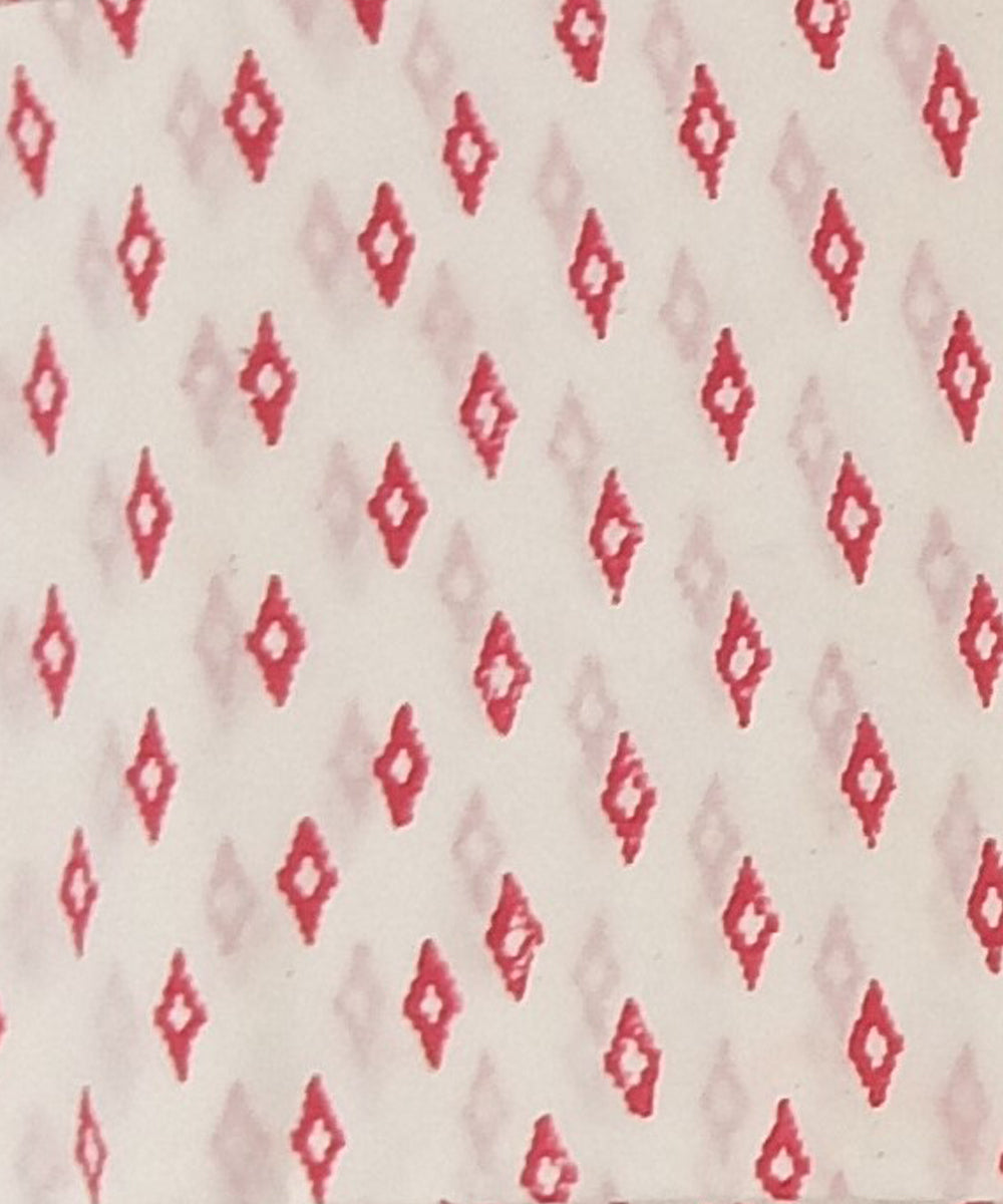Pink white cotton hand block-print dress material