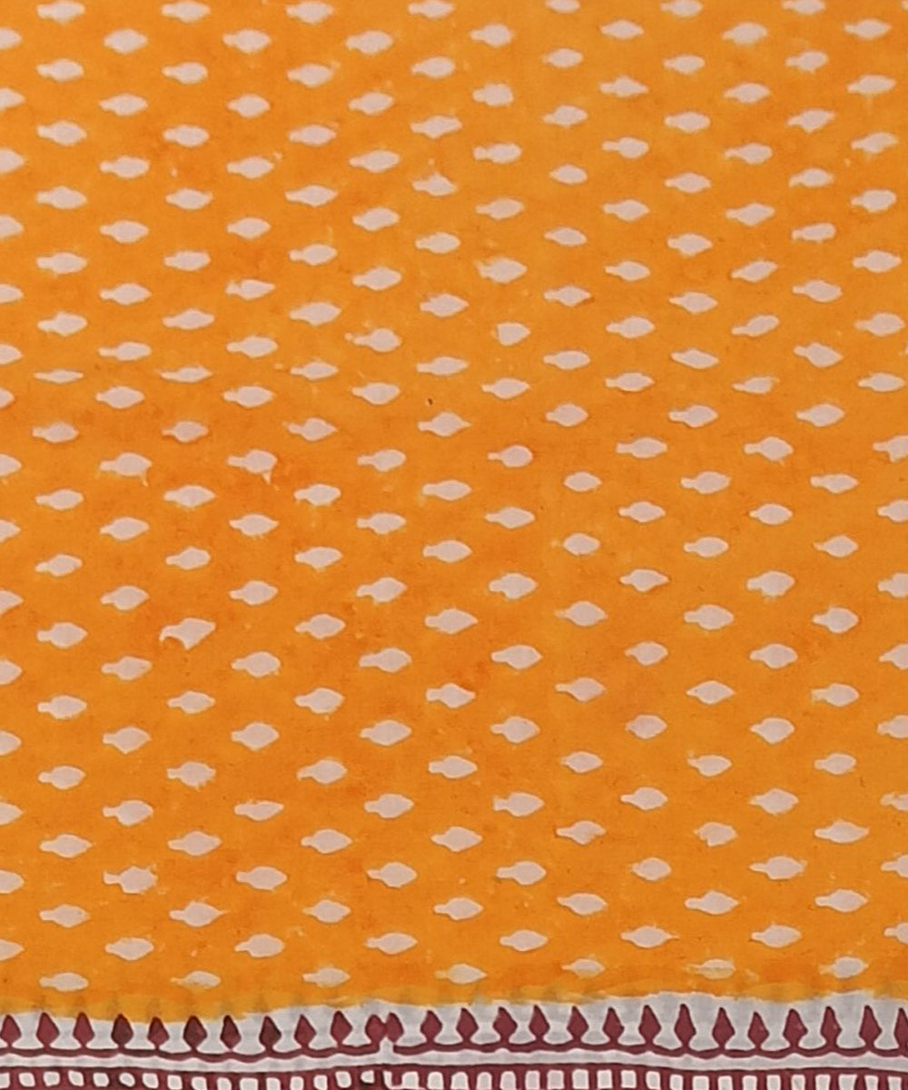 Cotton yellow grey hand block printed dress material