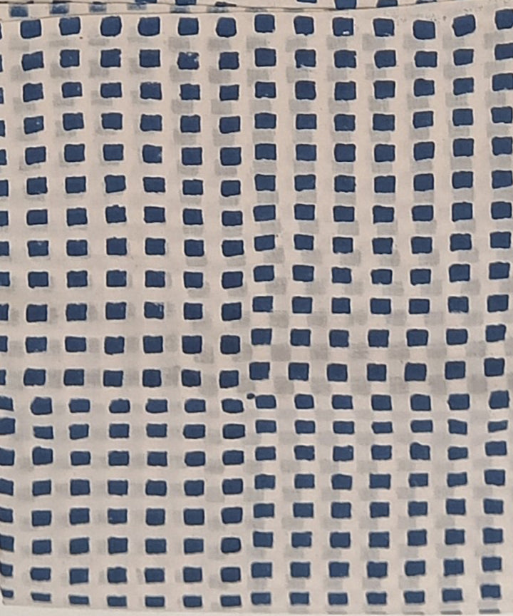 Indigo grey hand block printed cotton dress material