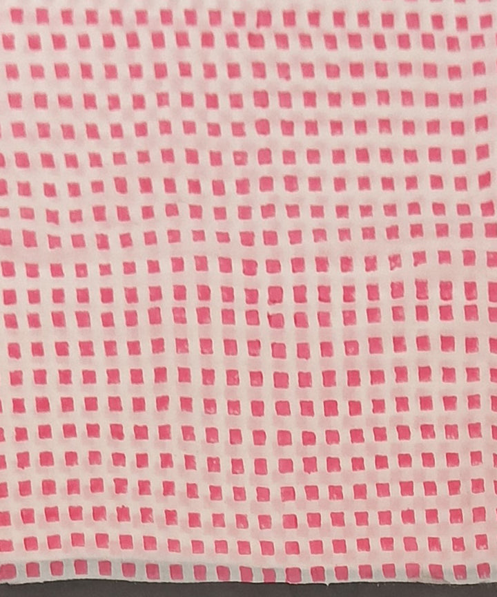 Pink grey cotton hand block printed dress material