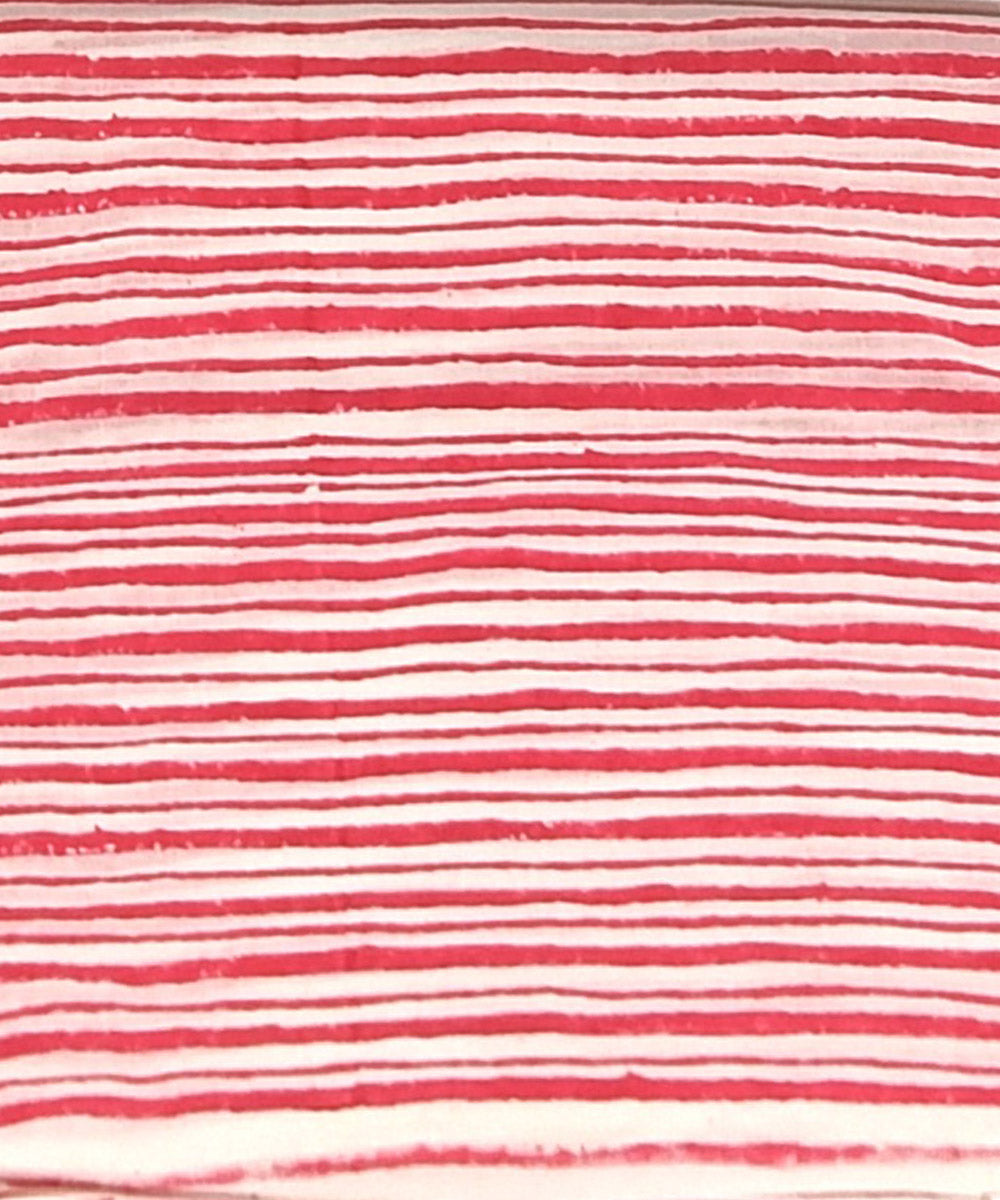 Pink white yellow hand block printed cotton dress material