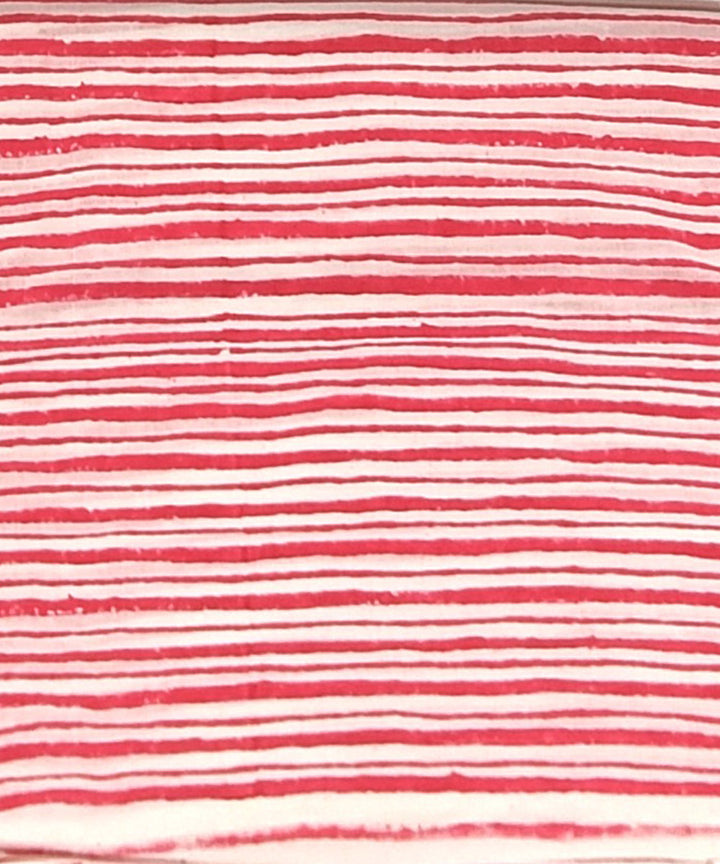 Pink white yellow hand block printed cotton dress material