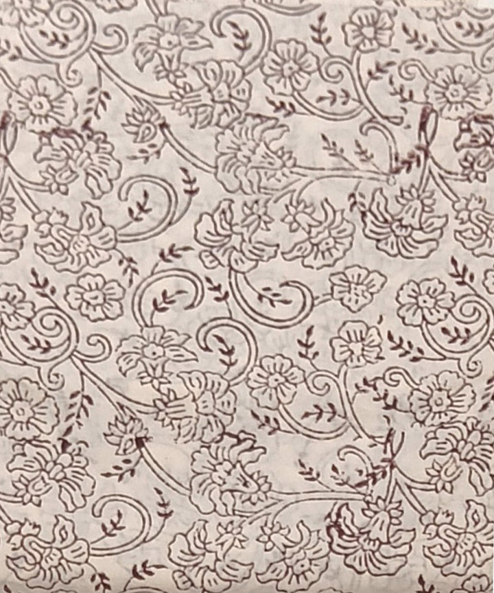 Maroon white cotton hand block printed dress material
