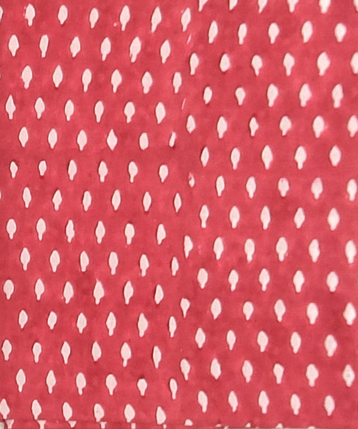 Red white sky blue hand block printed cotton dress material