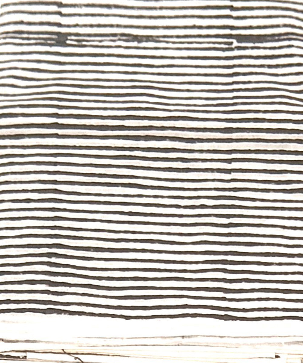 Cotton grey white hand block printed dress material
