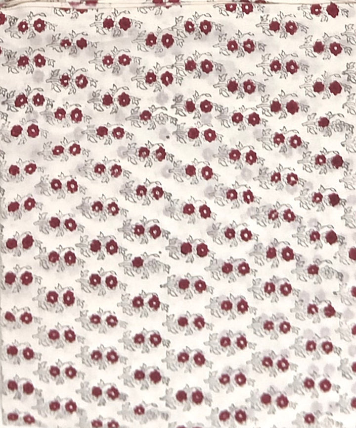 Cotton maroon white hand block printed dress material