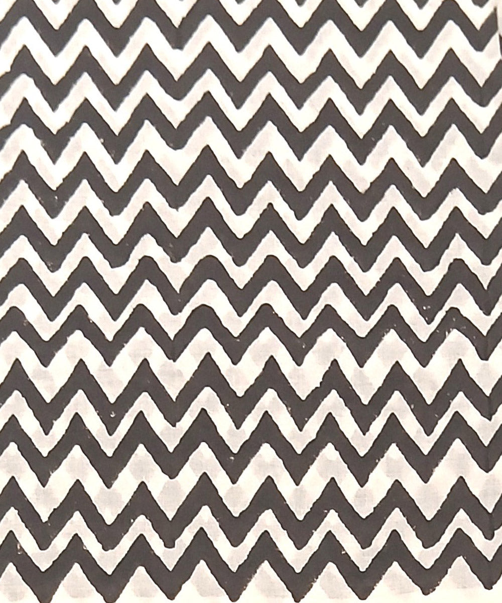 Black grey hand block printed cotton dress material