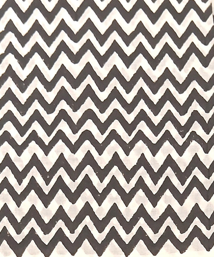 Black grey hand block printed cotton dress material