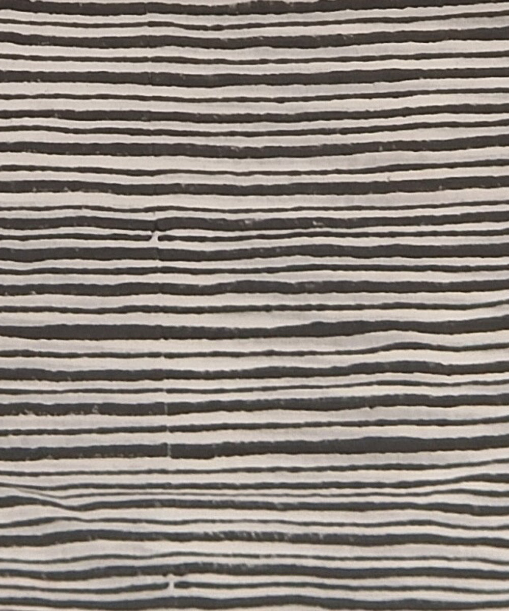 Cotton grey white hand block print dress material