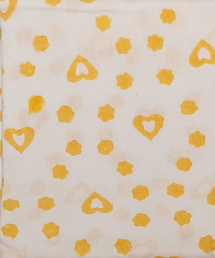 Sky blue yellow hand block printed cotton dress material