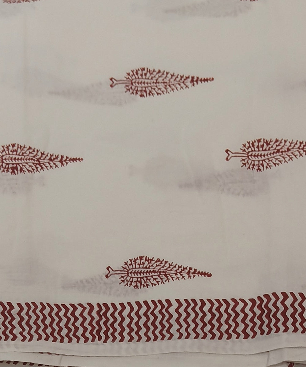 Hand block printed cotton pink offwhite dress material