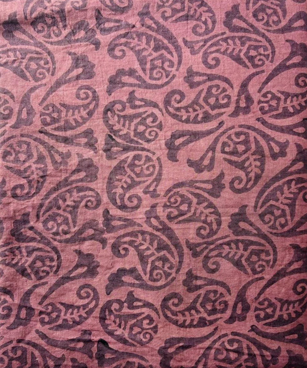 Pink grey hand block printed cotton dress material