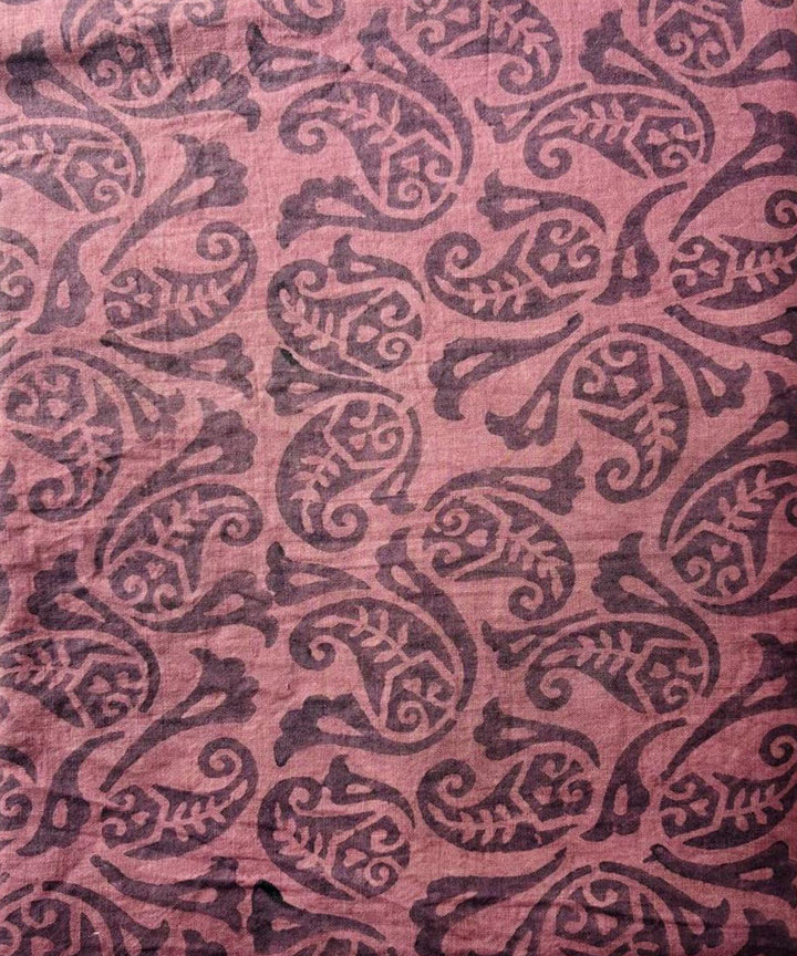 Pink grey hand block printed cotton dress material