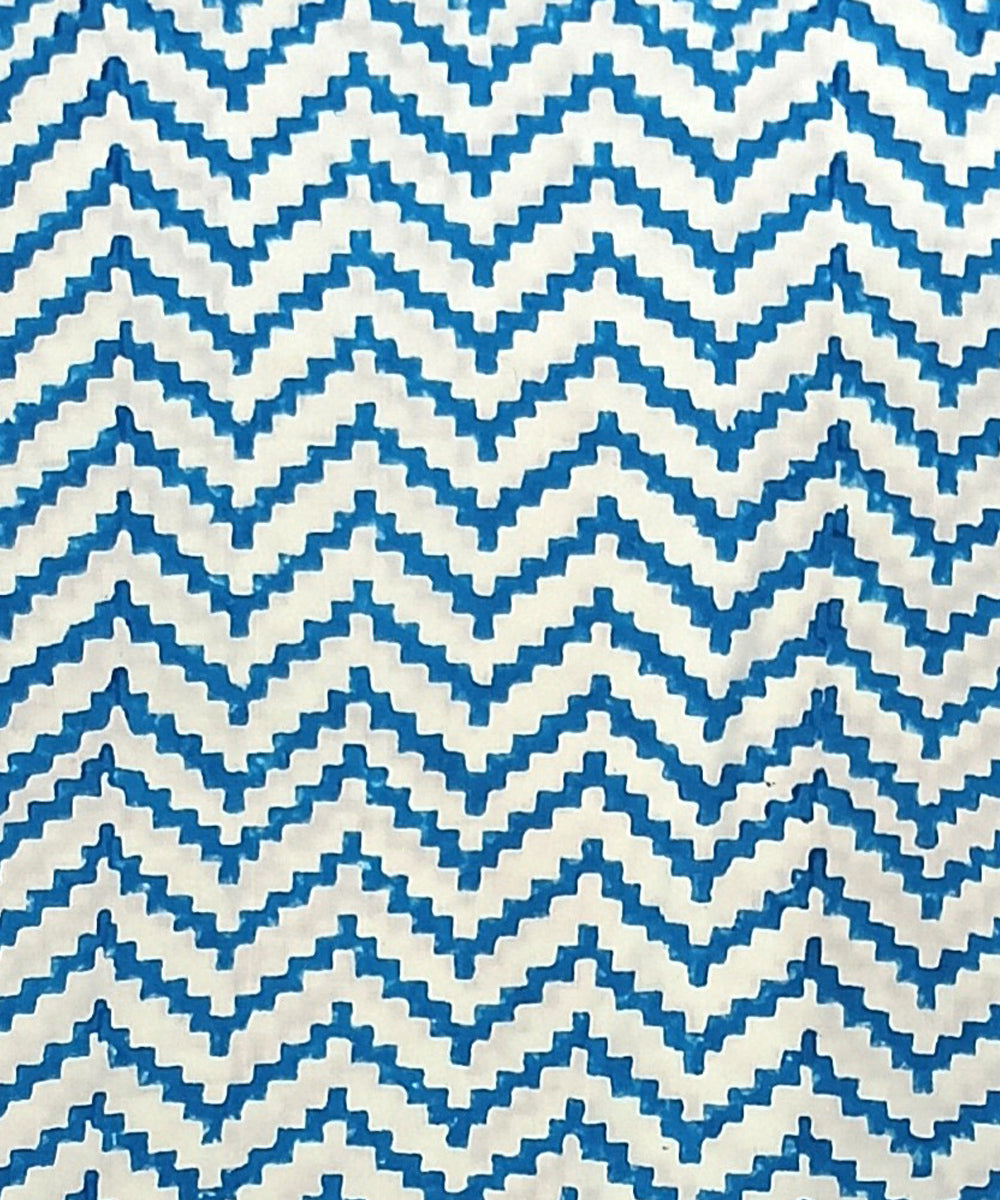2.5 mtr sky blue white hand block printed cotton kurta material