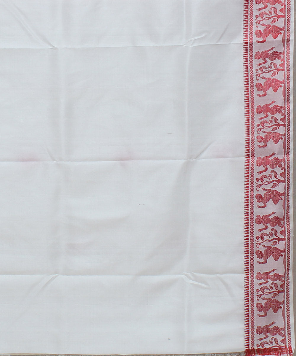 White red handwoven baluchari silk saree