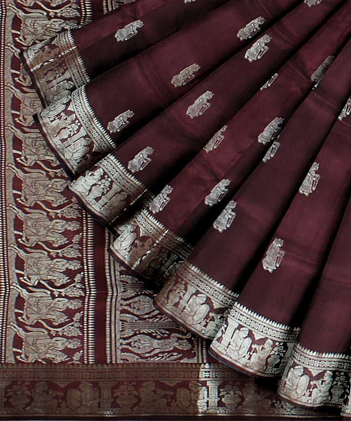 Chocolate handwoven baluchari silk saree