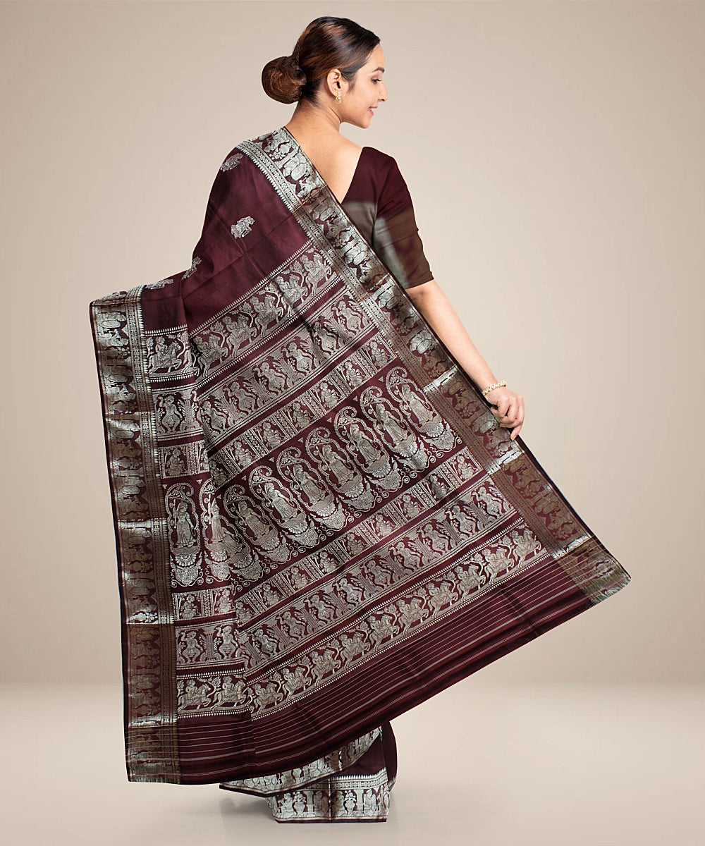 Chocolate handwoven baluchari silk saree