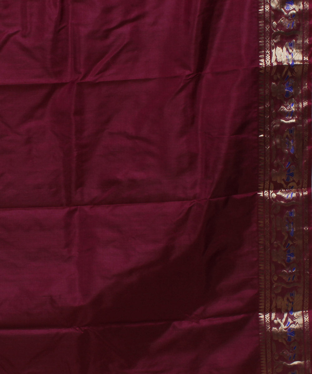 Chocolate maroon handwoven baluchari silk saree