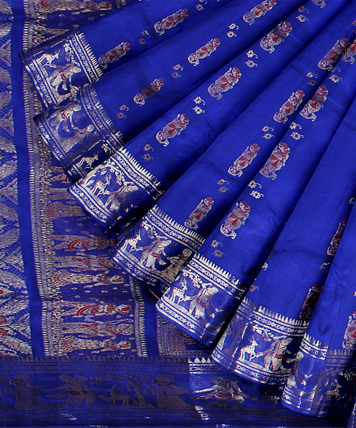 Royal blue handwoven baluchari silk saree