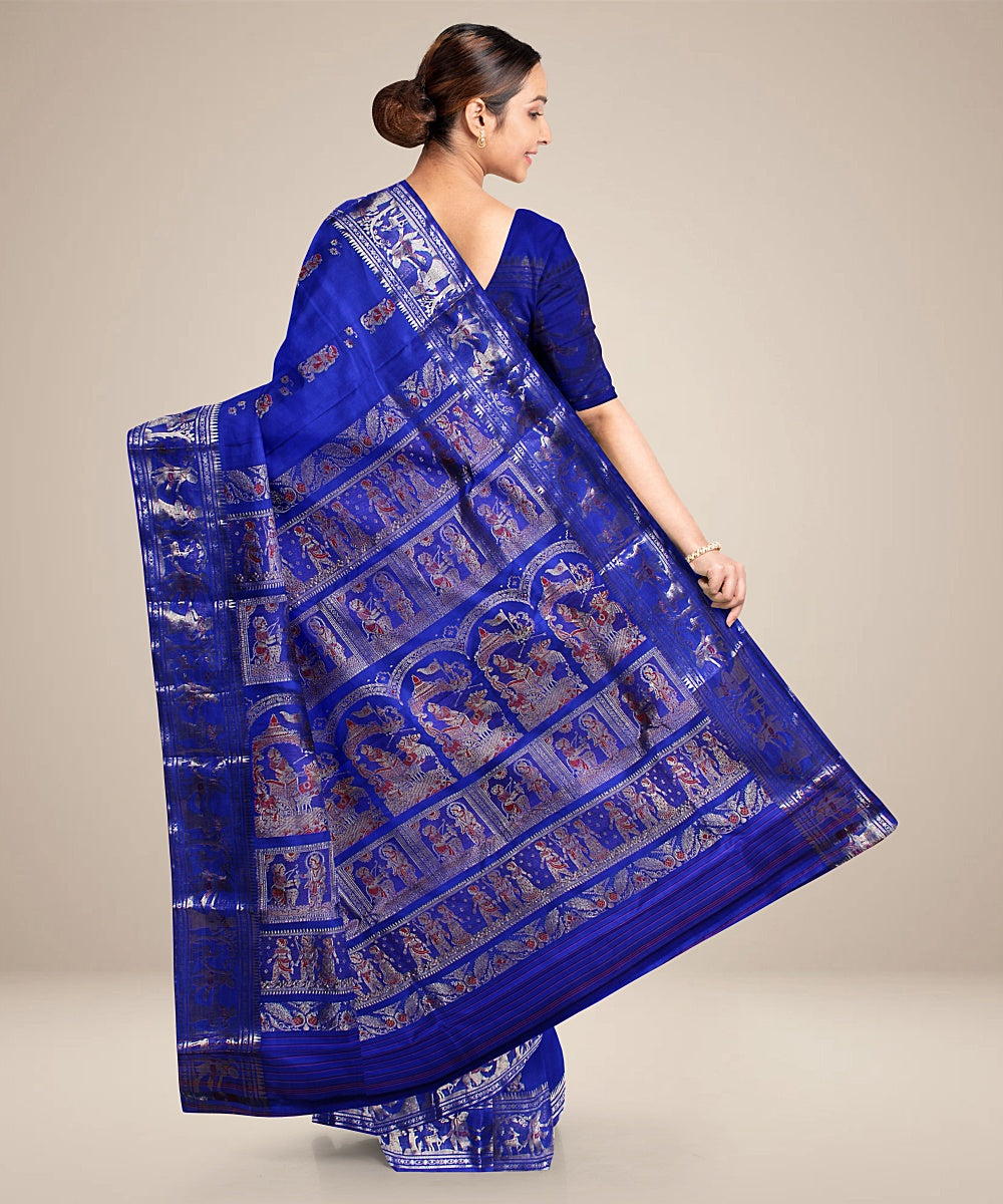 Royal blue handwoven baluchari silk saree