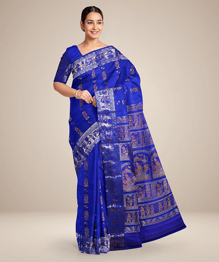 Royal blue handwoven baluchari silk saree