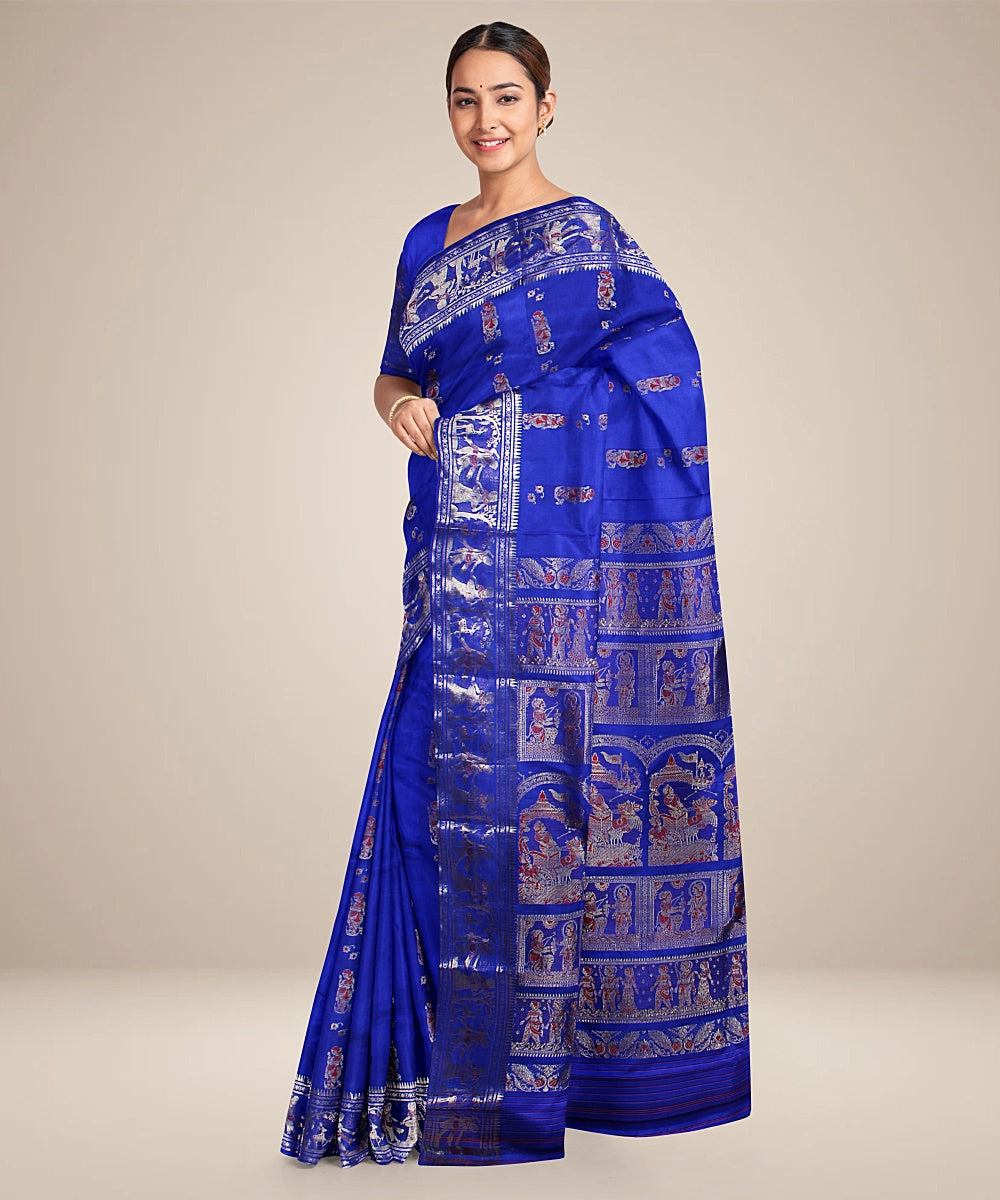 Royal blue handwoven baluchari silk saree