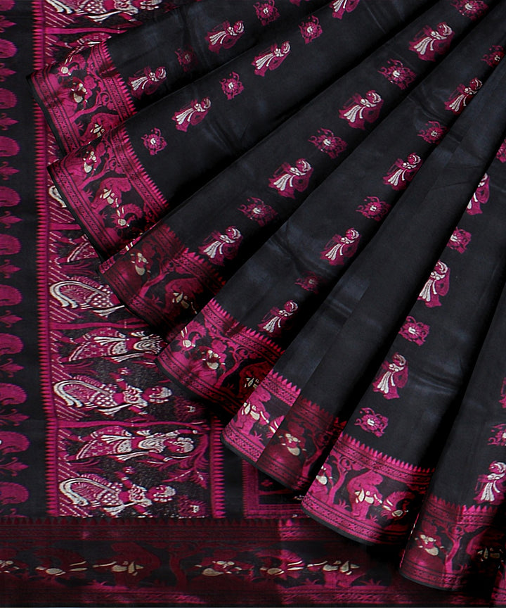 Black handwoven baluchari silk saree