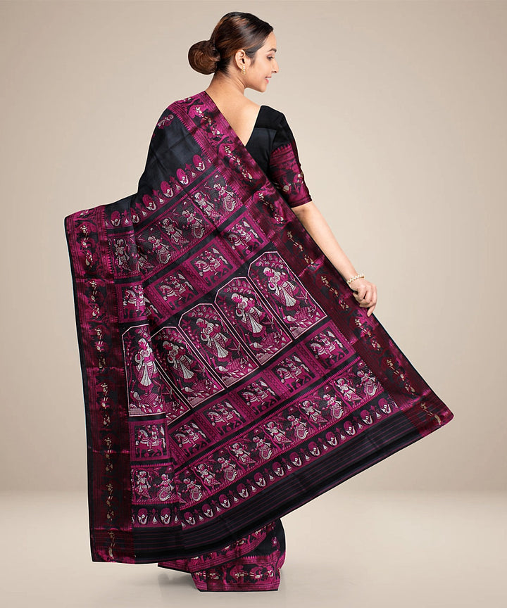 Black handwoven baluchari silk saree