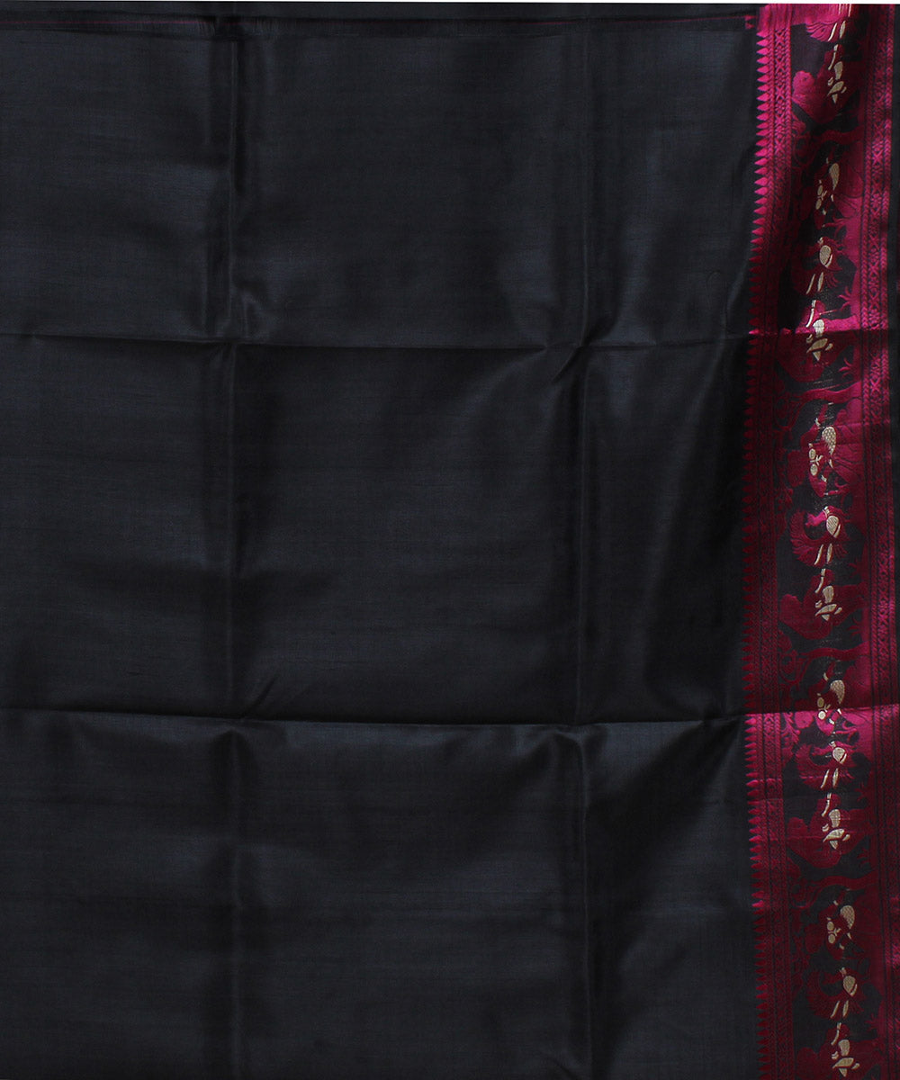 Black handwoven baluchari silk saree