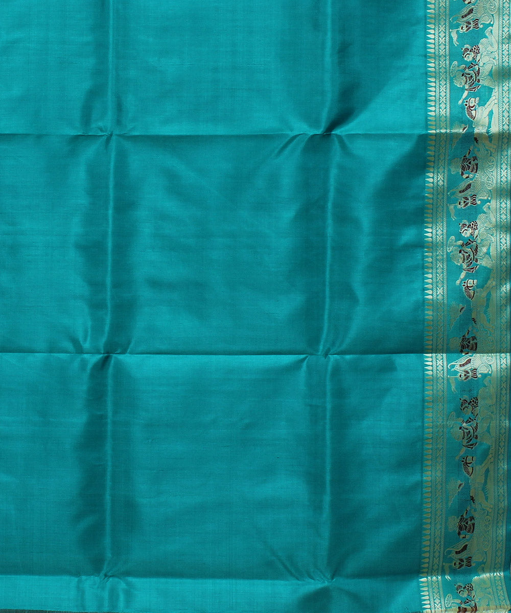 Sea green handwoven baluchari silk saree