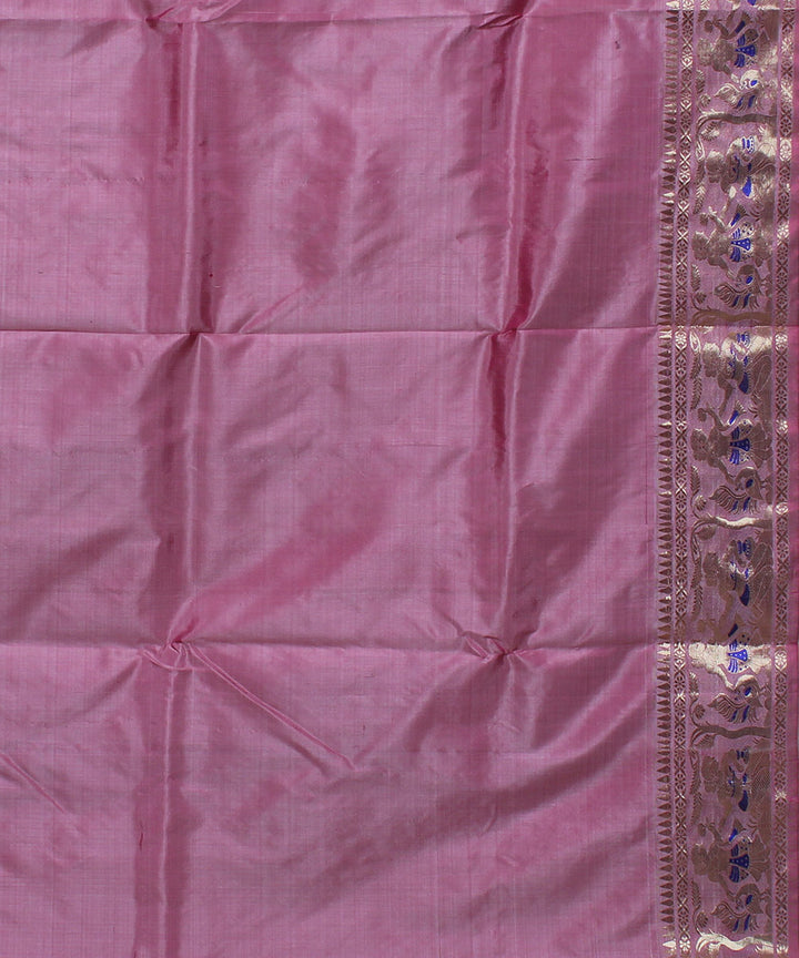 Baby pink handwoven baluchari silk saree