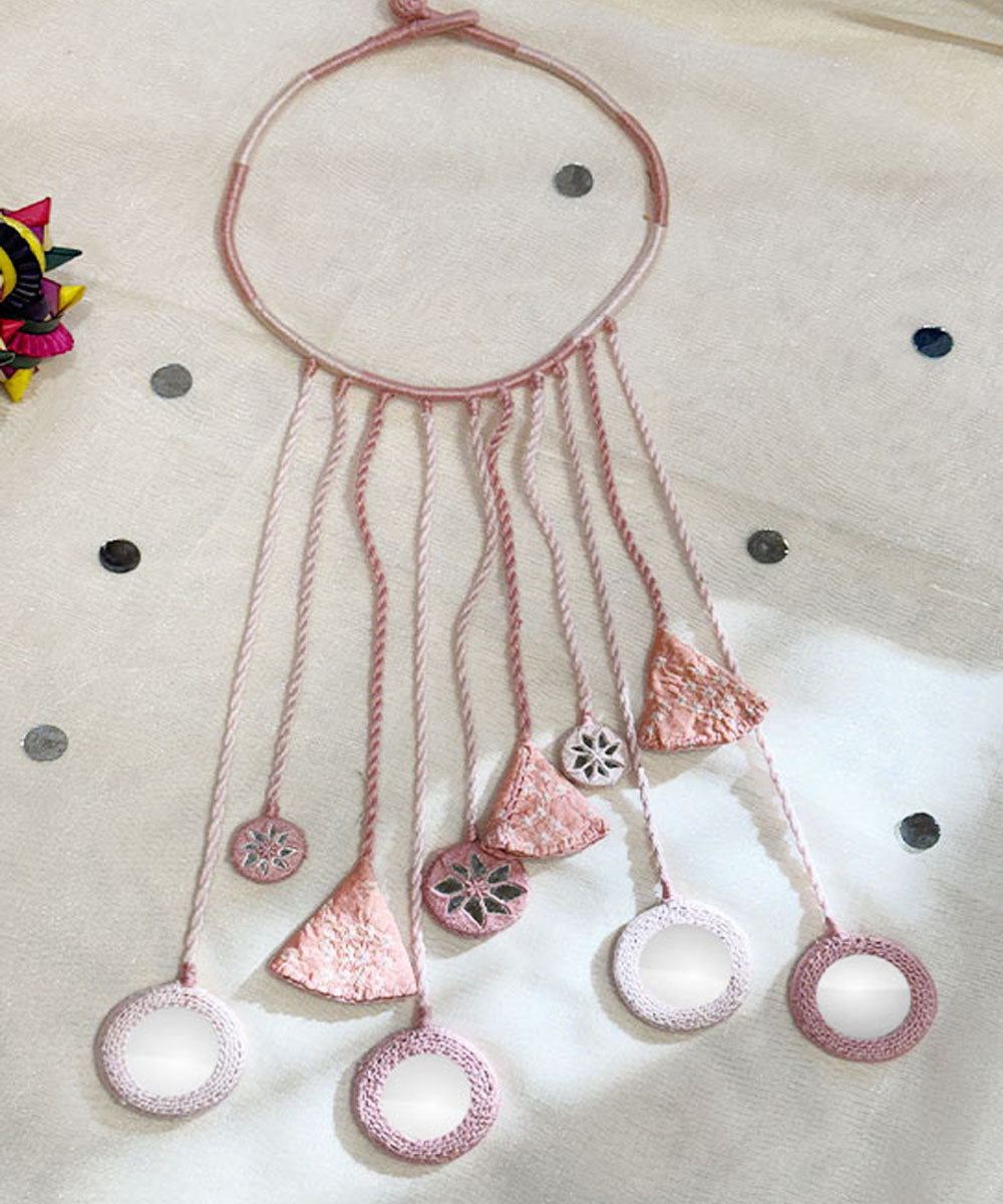 Pink banjara handmade cotton necklace
