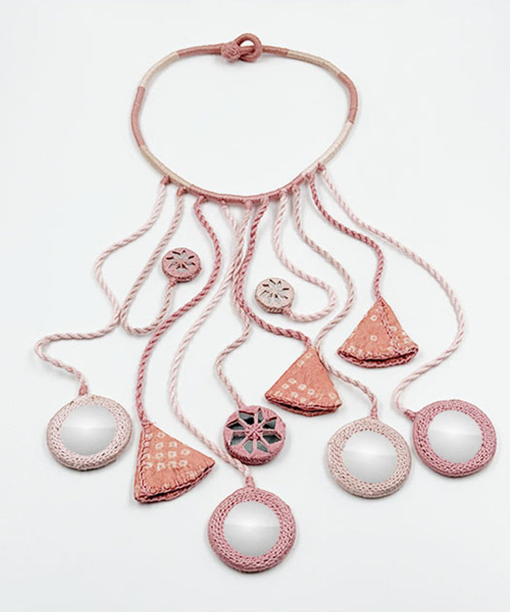 Pink banjara handmade cotton necklace
