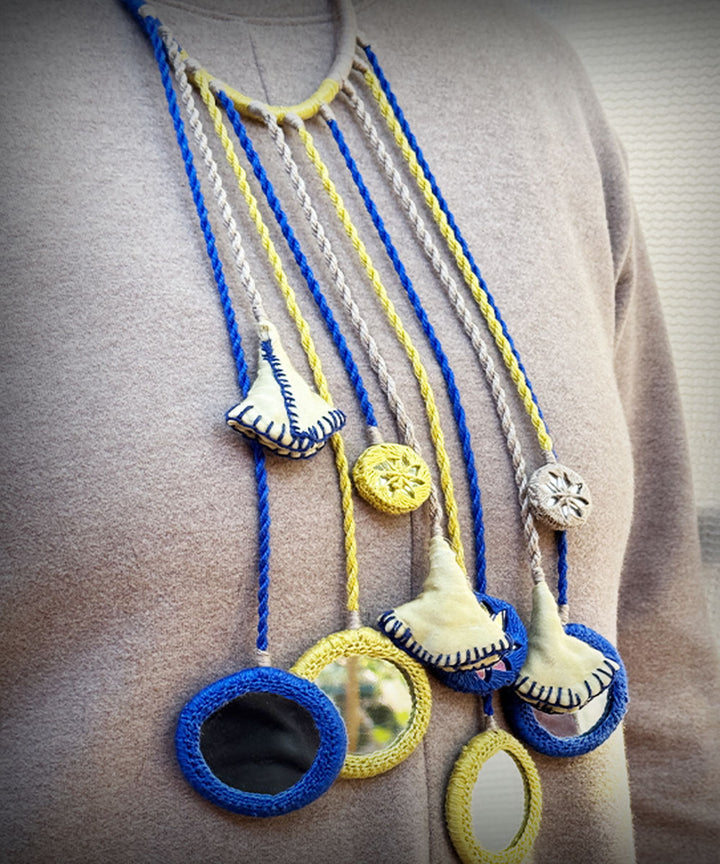 Navy blue banjara handmade cotton necklace