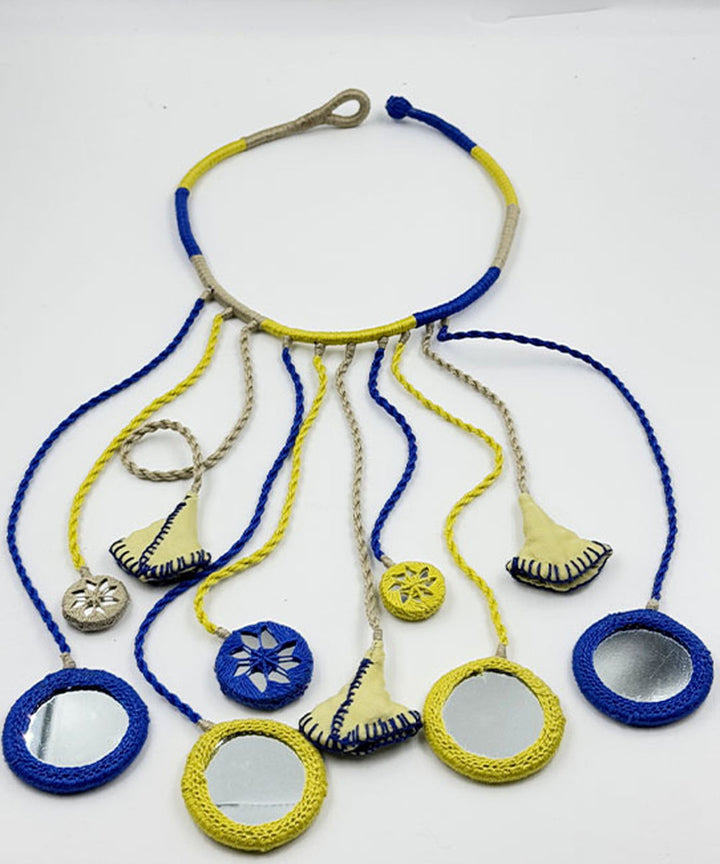 Navy blue banjara handmade cotton necklace