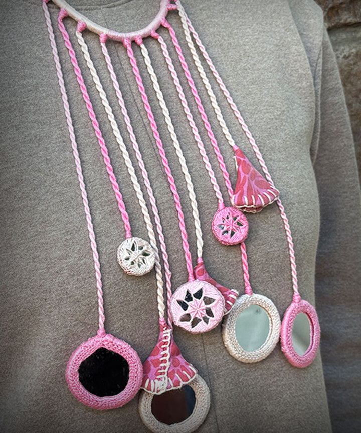 Pink handmade banjara cotton necklace