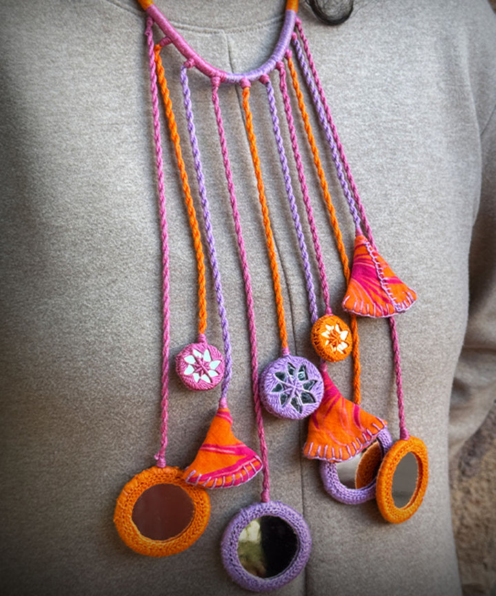 Orange handmade banjara cotton necklace
