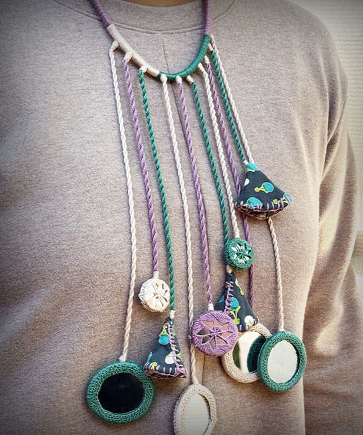 Sky blue handmade banjara cotton necklace